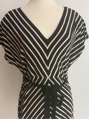 MOTHERHOOD MATERNITY Black and White Striped V-Neck Mini Dress NWT